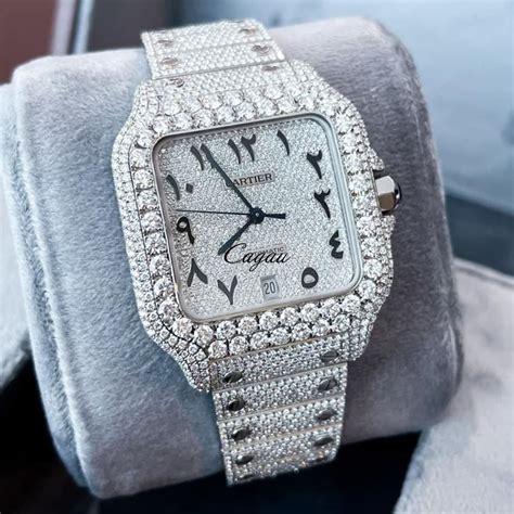 cartier santos diamond replica bezel|cartier santos full diamond.